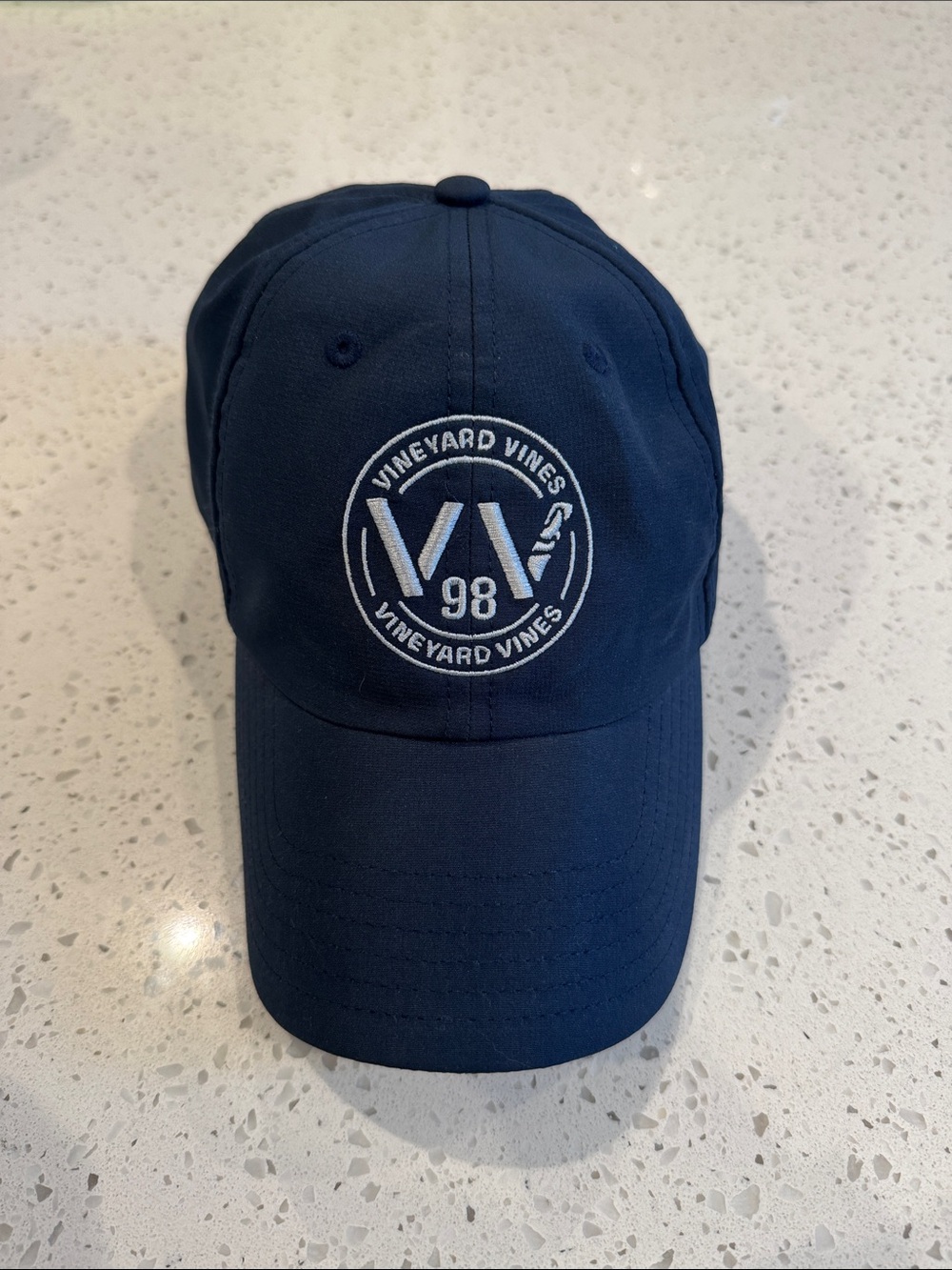 Vineyard Vines Navy Hat with White Embroidered Circle Logo